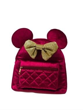 Disney Bioworld Minnie Mouse Quilted Velvet Mini Backpack Nwt